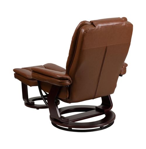 Multi-Position Stitched Recliner & Ottoman With Swivel Base - Brown vintage