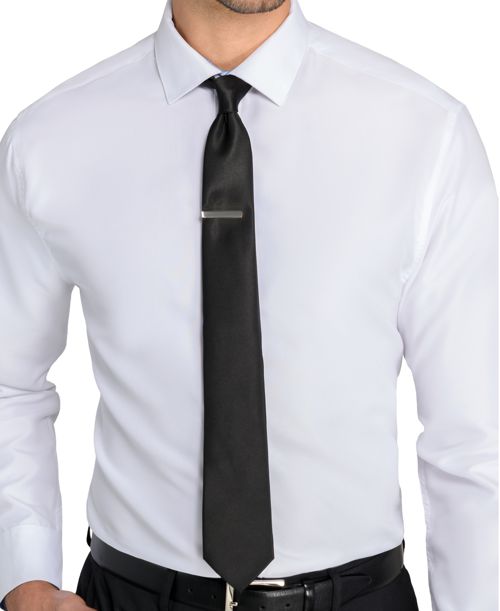 Calabrum Men's Slim Solid Black Tie - Black