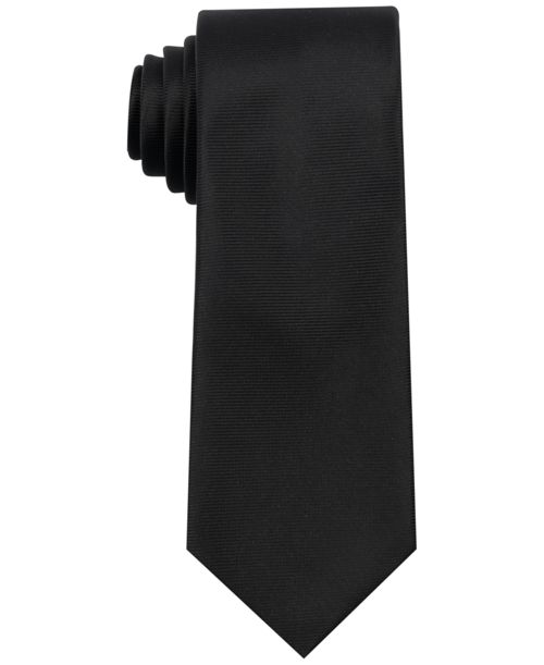 Calabrum Men's Slim Solid Black Tie - Black