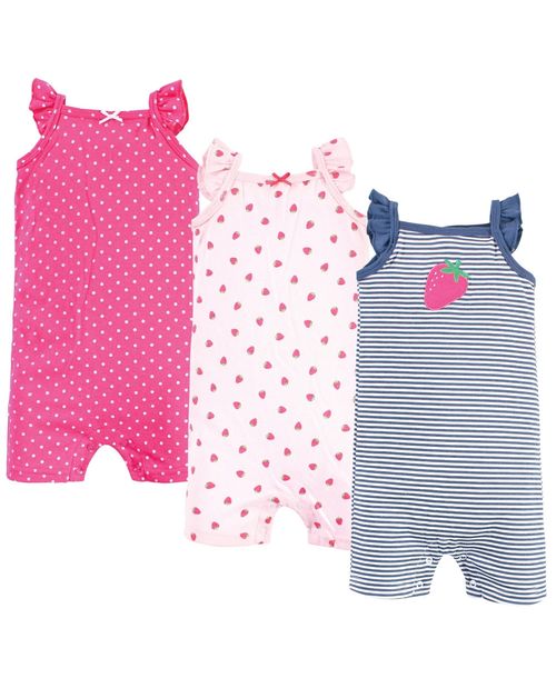 Hudson Baby Baby Girls Hudson Cotton Rompers - Pink strawberry