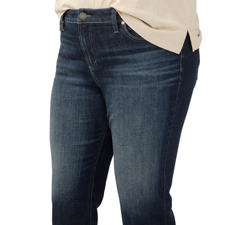 Silver Jeans Co. Plus Size Elyse Rolled-Cuff Cropped Denim Jeans - Indigo