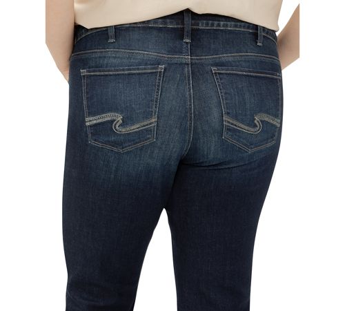 Silver Jeans Co. Plus Size Elyse Rolled-Cuff Cropped Denim Jeans - Indigo