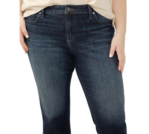 Silver Jeans Co. Plus Size Elyse Rolled-Cuff Cropped Denim Jeans - Indigo