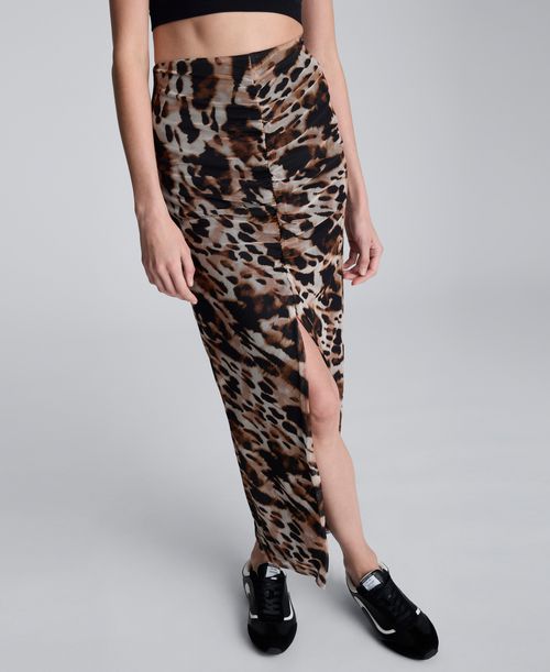 Kenneth Cole Women's Pull-On Front Slit Midi Skirt - Black Multi