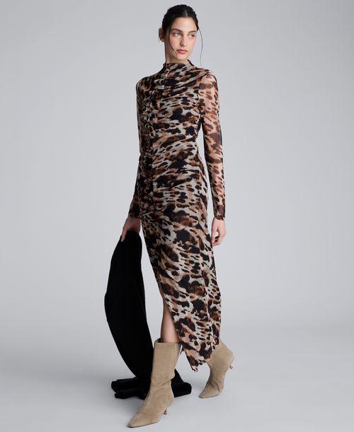 Kenneth Cole Women's Pull-On Front Slit Midi Skirt - Black Multi