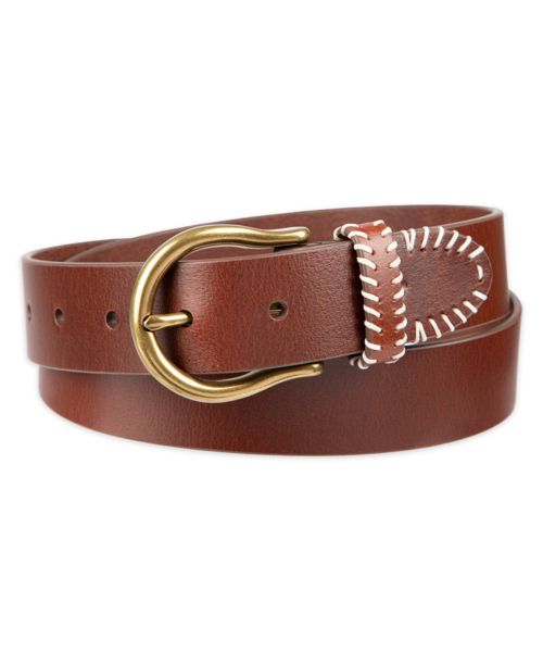 Levi's Women's Western Genuine Leather Contrast Stitch Belt - Light Brown