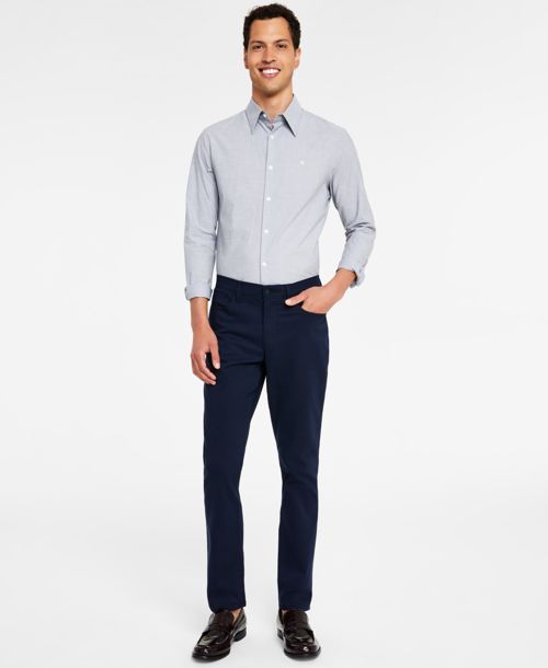 Calvin Klein Men's Ck Move 365 Slim-Fit Performance Stretch Pants - Sky Captain