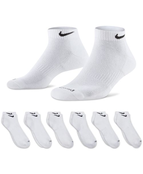 Nike Unisex Everyday Plus Cushioned Training Ankle Socks 6 Pairs - White
