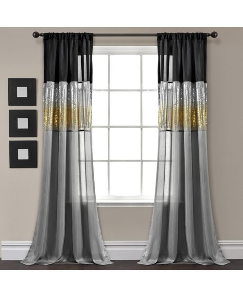 Lush Decor Night Sky Window Curtain Panel - Black