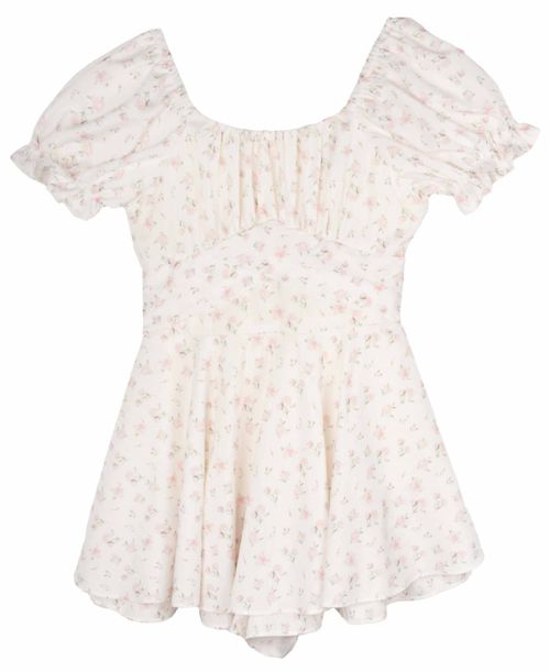 Rare Editions Big Girls Floral Printed Romper - Ivory