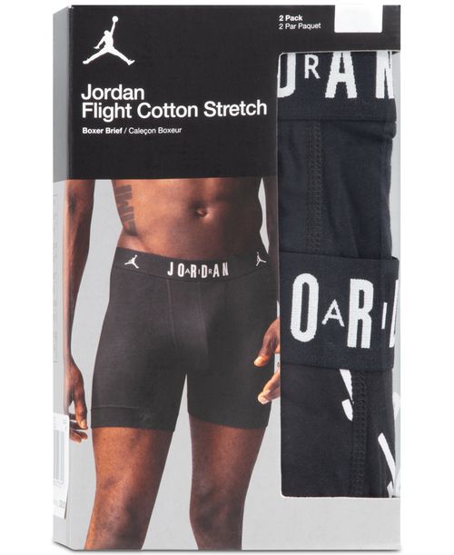 Jordan Men's 2-Pack Cotton Flight Essentials Logo Print Boxer Briefs - BLACK