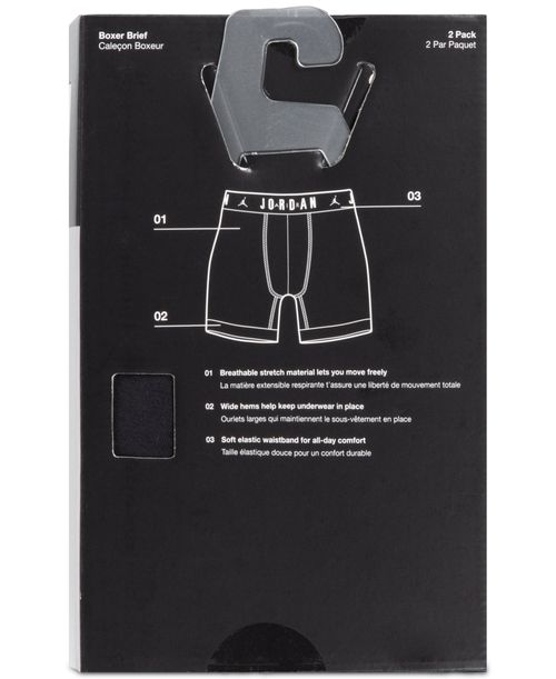 Jordan Men's 2-Pack Cotton Flight Essentials Logo Print Boxer Briefs - BLACK
