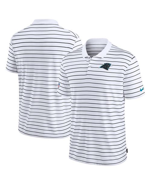 Nike Men's White Carolina Panthers Sideline Lock Up Victory Performance Polo - White, Black