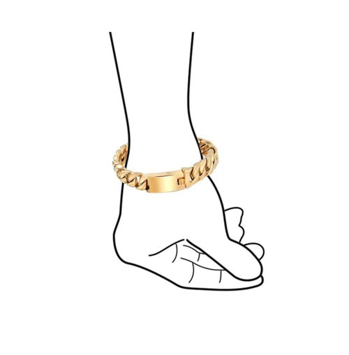 Bling Jewelry Solid Heavy Miami Curb Link Chain Bracelet Gold Plated Stainless Steel 9 Inch - Gold-tone