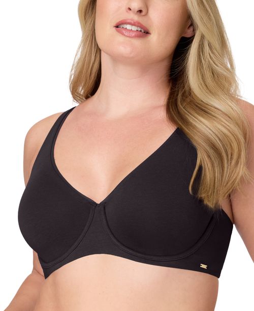 Bali Women's Cotton Collection 2-Ply Underwire Bra DF8131 - Black
