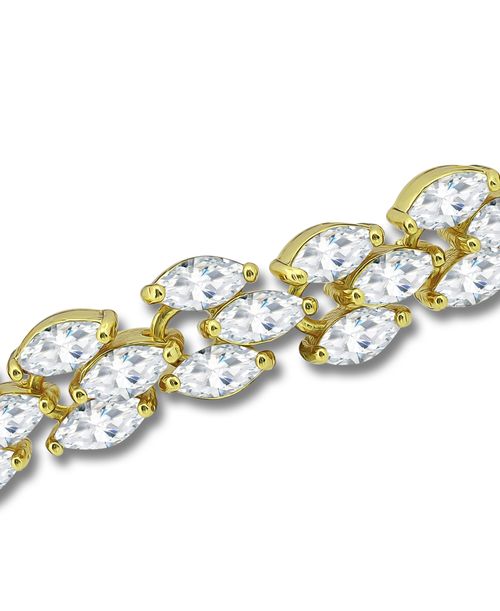 Macy's Cubic Zirconia Marquise Stone 3 Row Bracelet - Gold