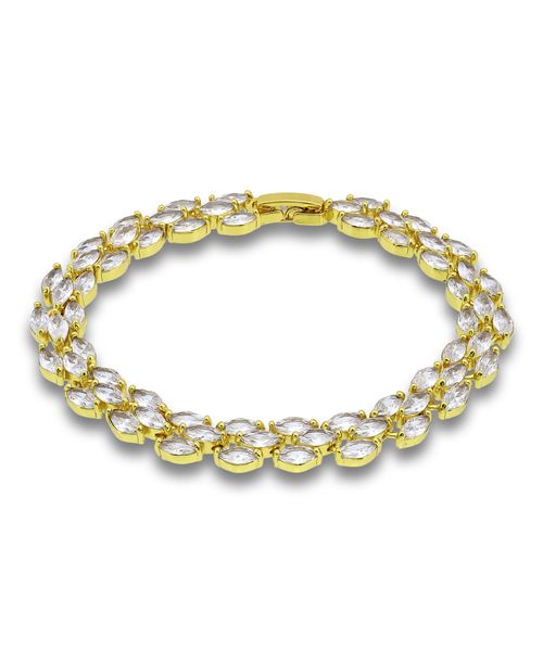 Macy's Cubic Zirconia Marquise Stone 3 Row Bracelet - Gold