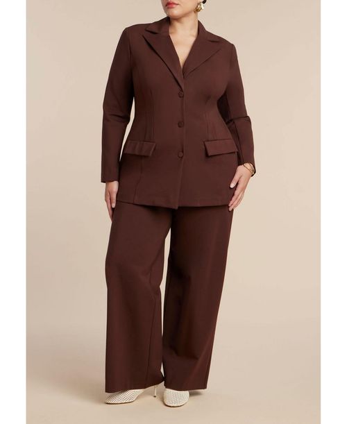 Eloquii Women's The Ultimate Nipped Waist Blazer - Chicory coffee