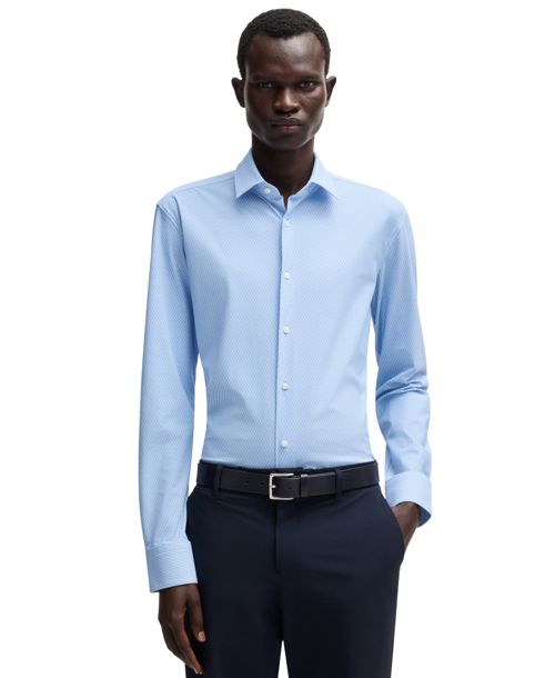 Boss by Hugo Boss Men's Stretch Jersey Slim-Fit Dress Shirt - Open Blue