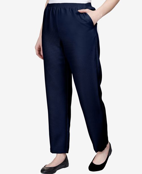 Alfred Dunner Classics Pull-On Straight-Leg Pants in Petite and Petite Short - Navy