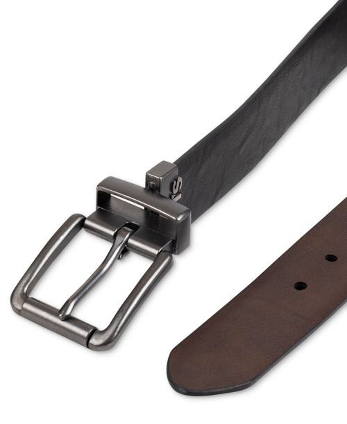 Levi's Men's Plaque Buckle Reversible Stretch Belt - Blk/brn