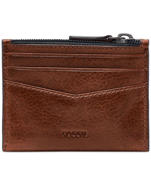 Fossil Men's Andrew Zip Card Case - Cognac