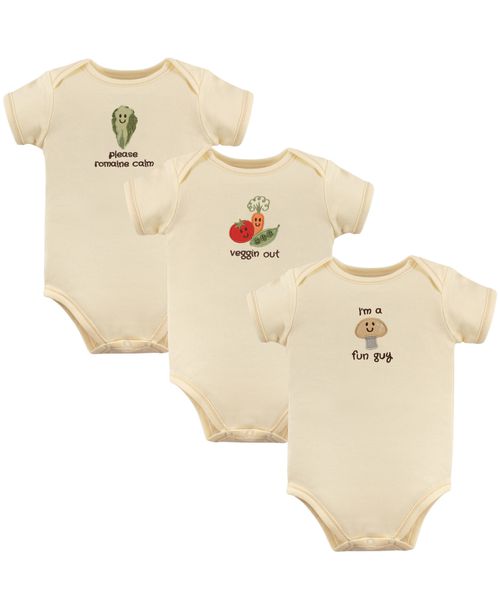 Touched by Nature Baby Boys Unisex Natural Bodysuit 3Pk - Mushroom