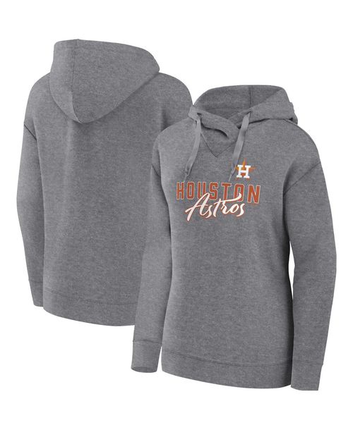 Women's Fanatics Heather Gray Houston Astros Script Favorite Lightweight Fitted Pullover Hoodie - Heather Gray