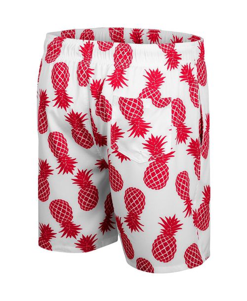 Colosseum Men's White/Red Wisconsin Badgers Pineapple Swim Shorts - White, Red