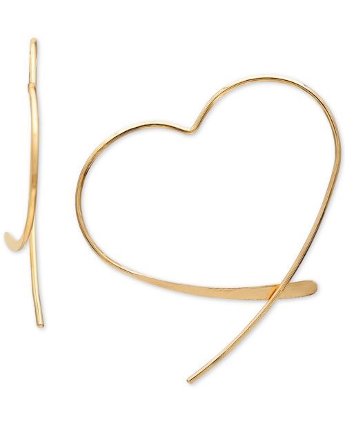 Giani Bernini Wire Heart Threader Earrings in 18k Gold-Plated Sterling Silver, Created for Macy's - Sterling Silver