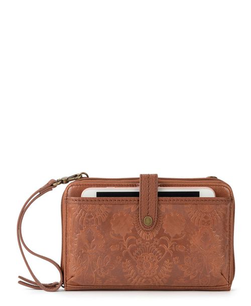 The Sak Women's Iris Leather Convertible Crossbody Bag - Tobacco Floral Emboss