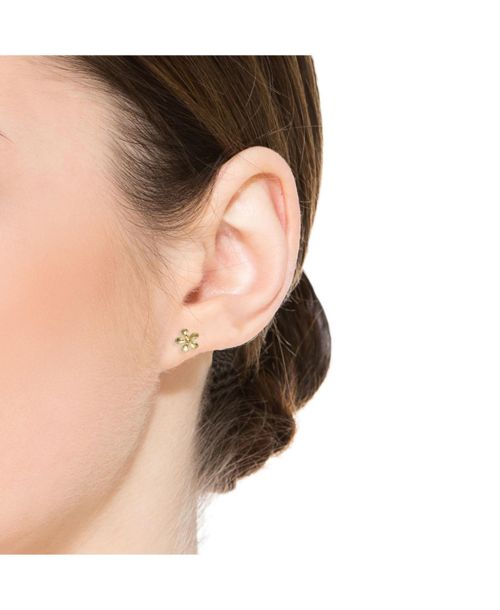 14K Gold Plated Flower Earrings - Gold