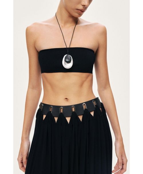 Nocturne Women's Pleated Ring-Detail Midi Skirt - Black