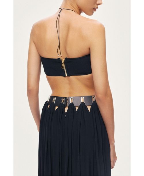 Nocturne Women's Pleated Ring-Detail Midi Skirt - Black