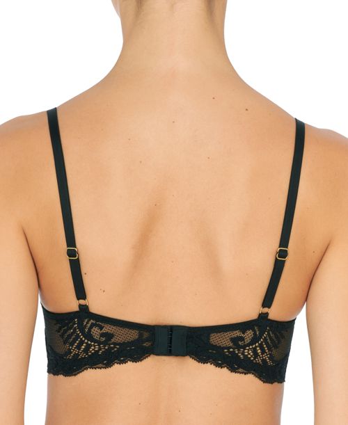 Women's Feathers Lace Contour Underwire Plunge Bra 730023 - Black