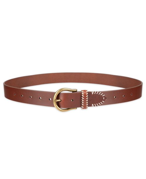 Levi's Women's Western Genuine Leather Contrast Stitch Belt - Light Brown