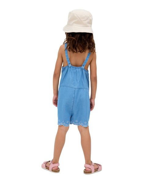 Raffya Kids Rachel Scalloped Hem Embroidered Romper - Blue