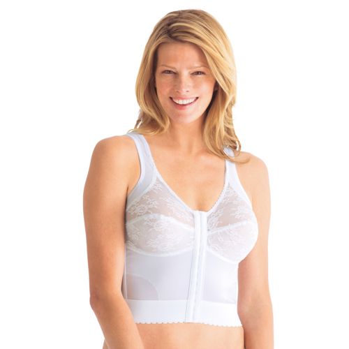 Comfort Choice Women's Front-Close Longline Wireless Posture Bra - White