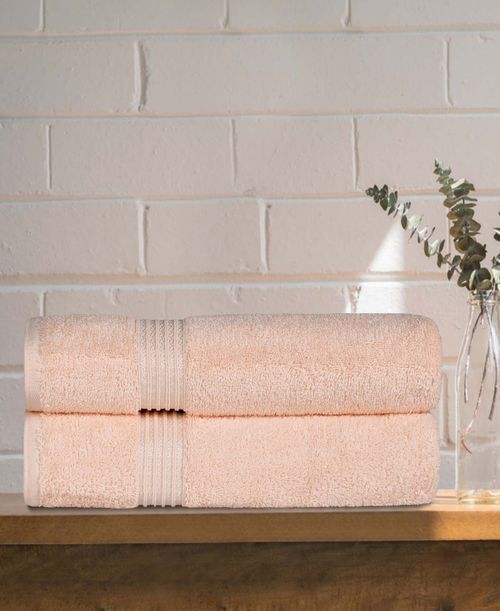 Superior Solid Quick Drying 100% Egyptian Cotton 2-Pc Bath Sheet Set - Peach
