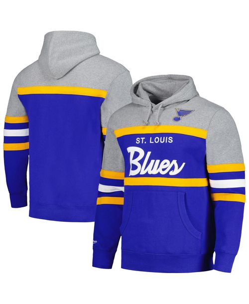Men's Mitchell & Ness Blue, Gray St. Louis Blues Head Coach Pullover Hoodie - Blue, Gray