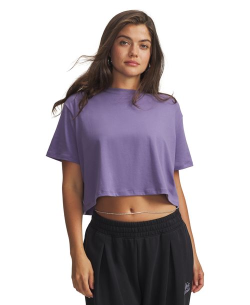 Under Armour Women's Rival Boxy Crew Neck T-Shirt - Purple Luxe /Pink Dawn