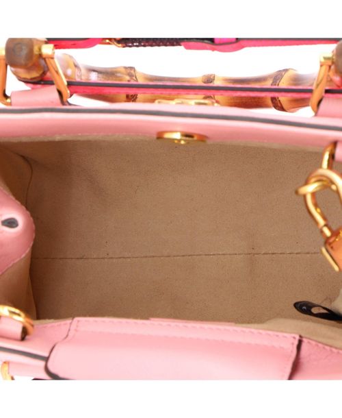 Pre-Owned Gucci Mini Diana Nm Bamboo Handle Tote Leather - Pink