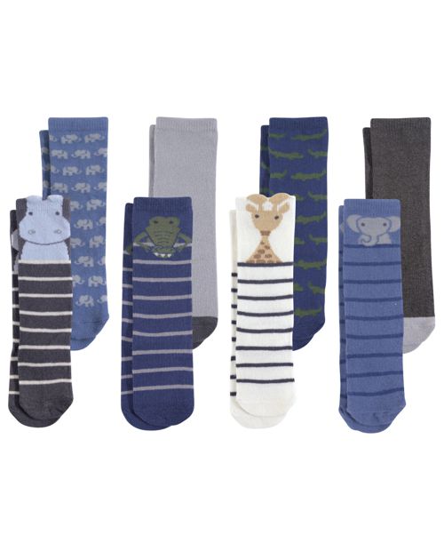 Hudson Baby Baby Boys Hudson Cotton Rich Knee-High Socks, Safari Boy, 12-24 Months - Safari Boy