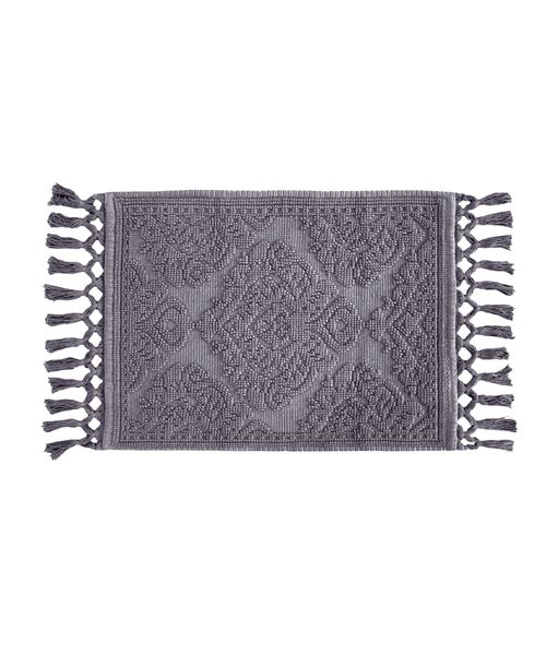 Jean Pierre New York Ricardo Fringe Cotton Bath Rug 21"x 41" - Dark Grey