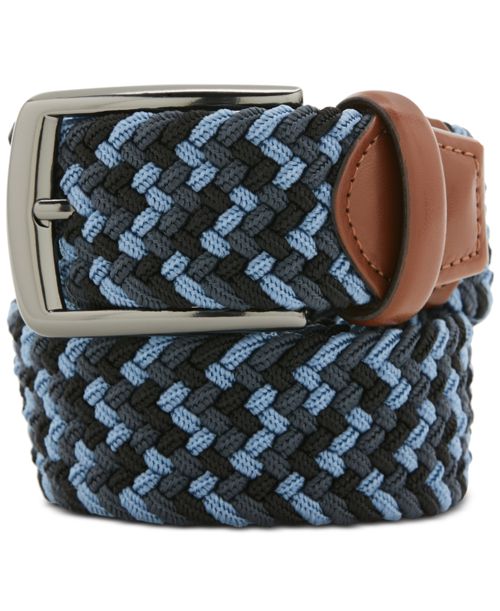 Perry Ellis Portfolio Men's Happy Blue Stretch Woven Belt - Medium Blue