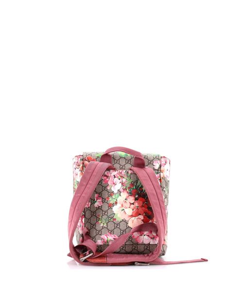 Pre-Owned Gucci Small Buckle Backpack Blooms Print Gg Coated Canvas - Pink