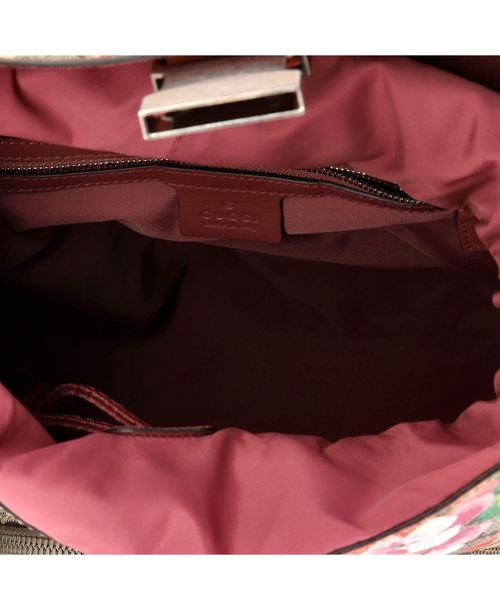 Pre-Owned Gucci Small Buckle Backpack Blooms Print Gg Coated Canvas - Pink
