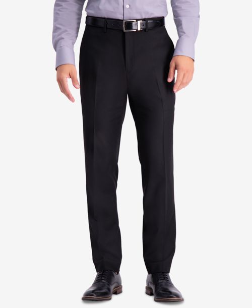 Kenneth Cole Reaction Men's Slim-Fit Stretch Premium Textured Weave Dress Pants - Black