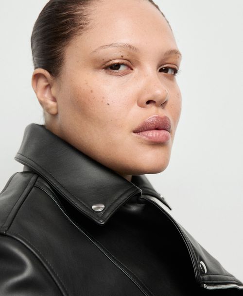 Mango Women's Faux-Leather Biker Jacket - Black