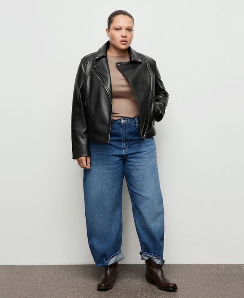 Mango Women's Faux-Leather Biker Jacket - Black